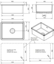 Ausmann Ceramic Ember Lavabo in ceramica bianca - Montaggio superiore e inferiore 54 x 40 cm con tappo in metallo color canna di fucile 1208971493