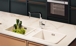 Ausmann Ceramic Ember Lavabo Ceramica Bianco Una Volta e Mezza da Appoggio e Sottopiano 495 x 370 mm con Tappi Dorati 1208970736