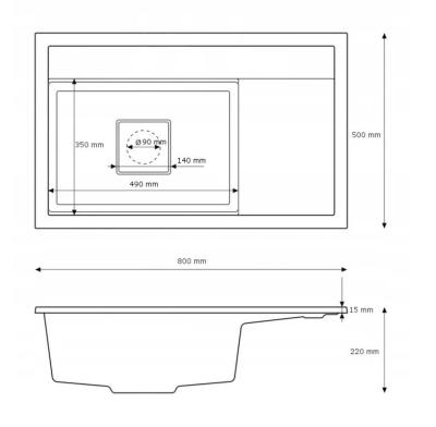Graniteland Seta Lavabo in granito grigio da appoggio 80x50 cm 1208971621