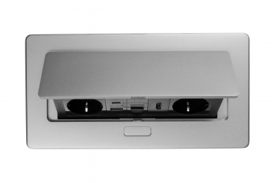 Presa per mobili MULTISOFT 2x Presa con Messa a Terra, USB A+C, RJ45, HDMI, Cavo di Alimentazione con Spina, Alluminio