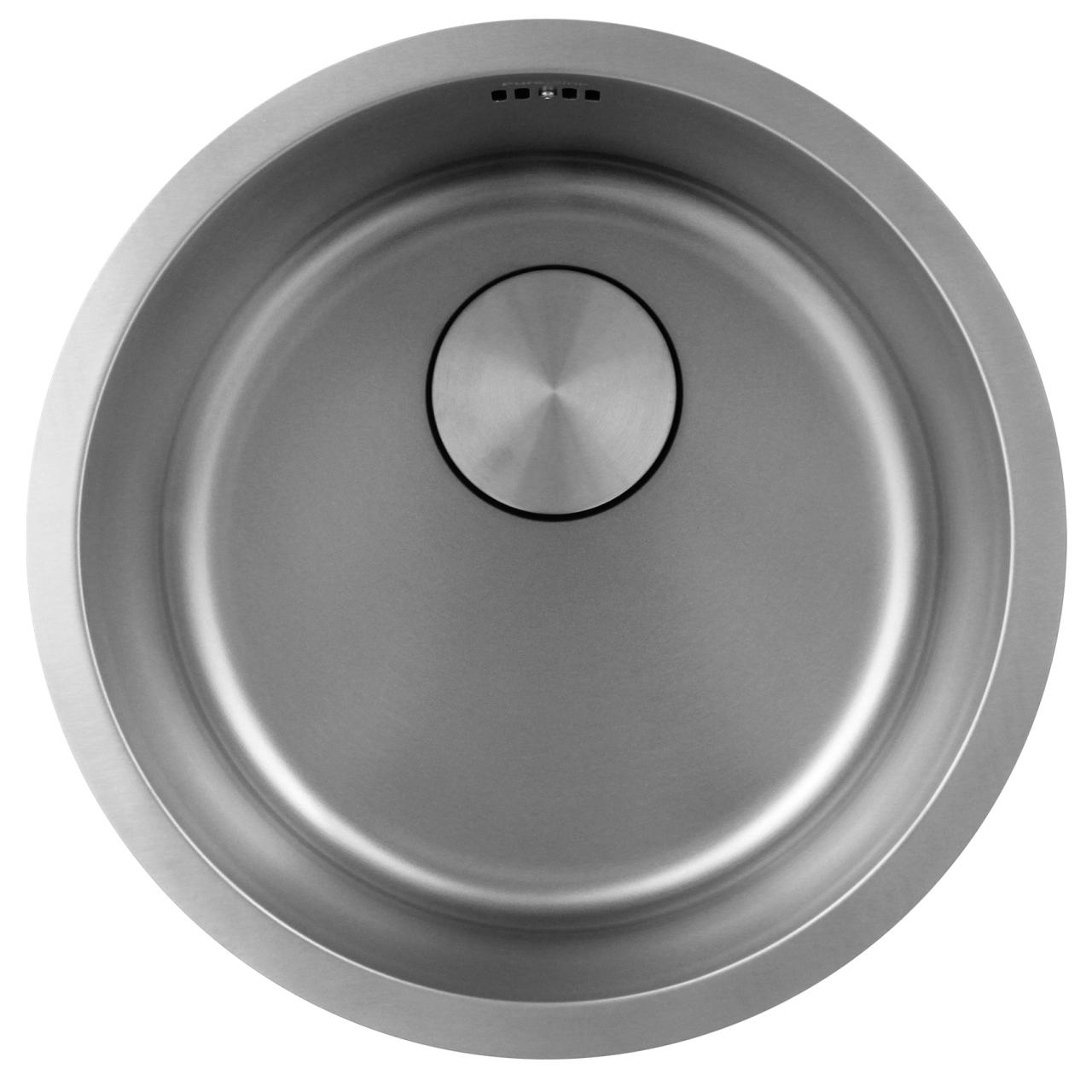 Pure.Sink Rondo RVS Lavabo Rotondo da incasso, sottotop e sopratop 38 cm PRN38-02