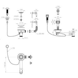Set di scarico Granitemy dorato incluso pulsante di scarico con tappo, oltre a sovrapposizione rettangolare e rotonda 1208971743