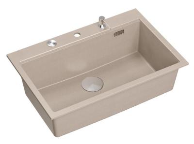 Lavello grande Quadri Hard Rock Beige in granito 76x50cm incluso tappo in acciaio inossidabile e accessori 1208971751