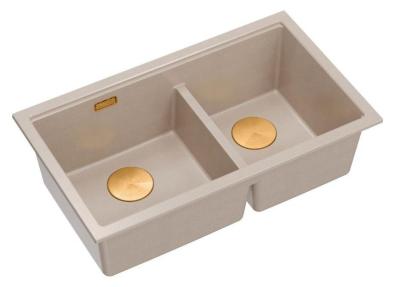 Lavabo doppio Newport II in granito beige 76x45 cm con tappo di rame 1208971752