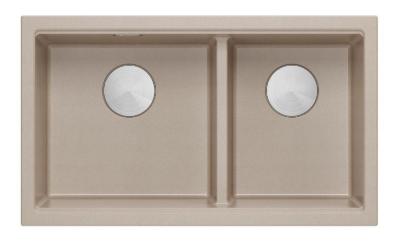 Quadri Newport II Doppio Lavello Sottopiano Beige Granito 702 x 390 mm con tappo in acciaio inossidabile 1208971757