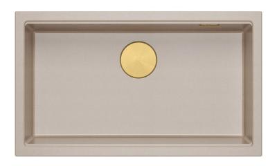 Quadri Newport II lavabo grande e profondo in granito da incasso e sottotop beige 76x45cm con tappo dorato 1208971759