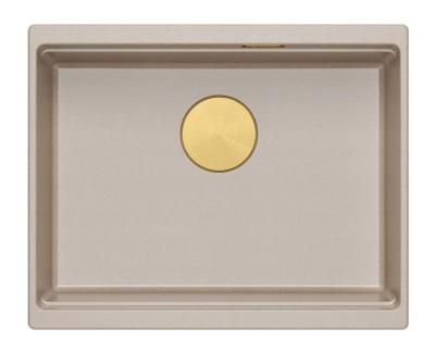 Lavello sottopiano Quadri Newport II in granito beige 560x450mm con tappo dorato e cappuccio di scarico 1208971765