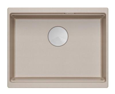 Lavello sottopiano Quadri Newport II in granito beige 560x450mm con tappo in acciaio inossidabile e copertura di scarico 1208971766