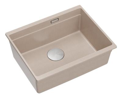 Lavello sottopiano Quadri Newport II in granito beige 560x450mm con tappo in acciaio inossidabile e copertura di scarico 1208971766