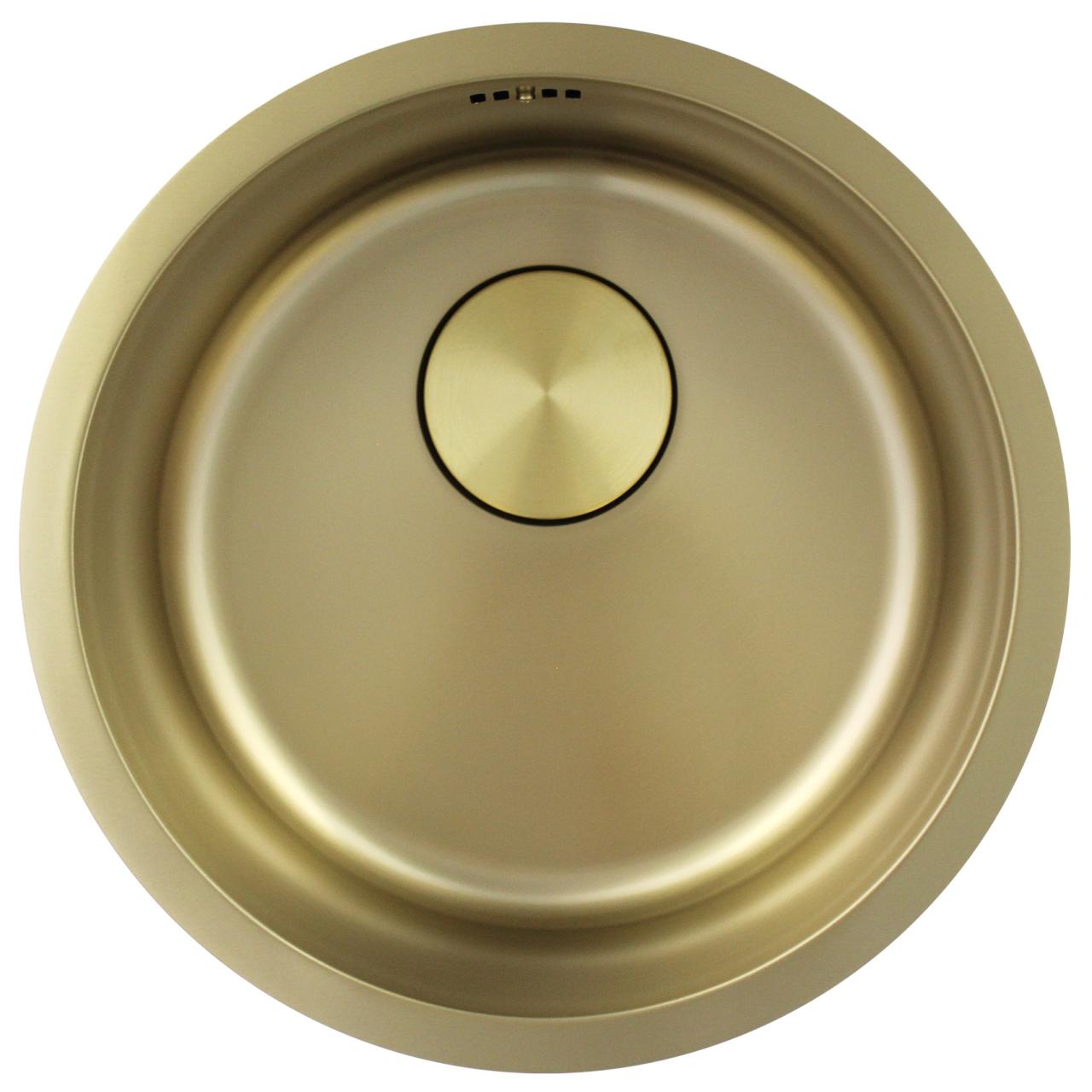 Pure.Sink Rondo Lavandino Rotondo Dorato da incasso, sottotop e sopratop 38 cm PRN38-60