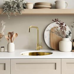 Pure.Sink Rondo Lavandino Rotondo Dorato da incasso, sottotop e sopratop 38 cm PRN38-60