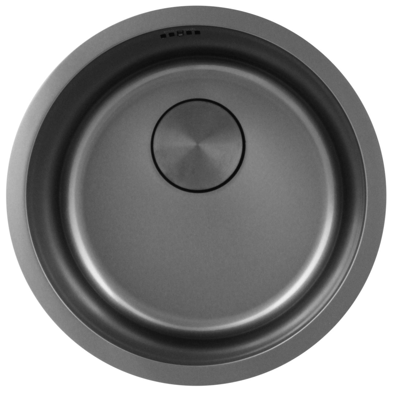 Pure.Sink Rondo Gun metal Rotondo Lavello da incasso, sottotop e sopratop 38 cm PRN38-61