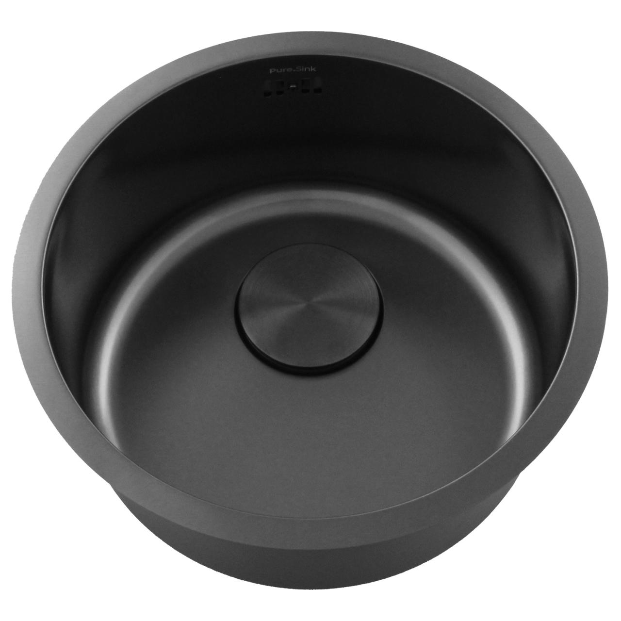 Pure.Sink Rondo Gun metal Rotondo Lavello da incasso, sottotop e sopratop 38 cm PRN38-61