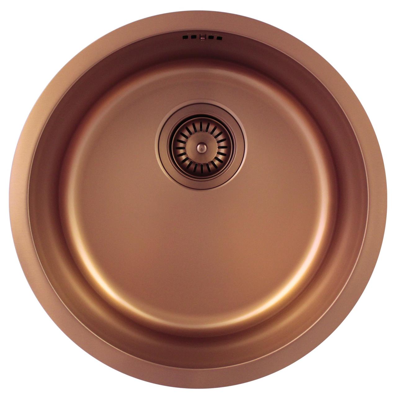 Pure.Sink Rondo Lavandino Rotondo in Rame per installazione a filo, sottotop e sopratop 38 cm PRN38-62
