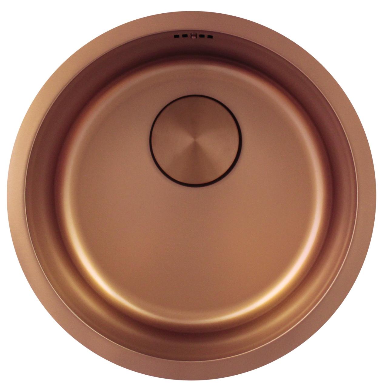 Pure.Sink Rondo Lavandino Rotondo in Rame per installazione a filo, sottotop e sopratop 38 cm PRN38-62