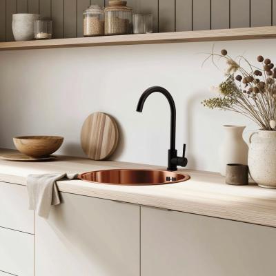 Pure.Sink Rondo Lavandino Rotondo in Rame per installazione a filo, sottotop e sopratop 38 cm PRN38-62