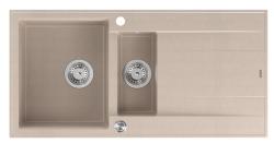Quadri Luton perla beige granito sopraelevato 1,5 lavello con zona di scolatura reversibile 100x50cm con tappo in acciaio inossidabile 1208971794