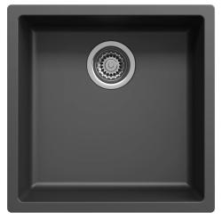 Lavello Ausmann Fibre nero 40x40cm da incasso, da appoggio e da installare a filo con tappo automatico in acciaio inossidabile 1208971836