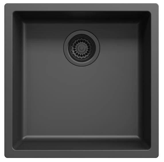 Lavello Ausmann Fibre nero 40x40cm da incasso, da appoggio e da filo con tappo automatico nero 1208971851