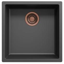 Lavello Ausmann Fibre nero 40x40cm da incasso, sopraelevato e a filo con tappo automatico in rame 1208971852