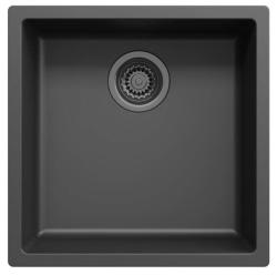 Lavello Ausmann Fibre nero 40x40cm da incasso, sopraelevato e a filo con tappo automatico in metallo color canna di fucile 1208971854