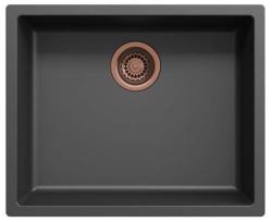 Lavello Ausmann Fibre nero 50x40cm da incasso, sopraelevato e a filo con tappo automatico in rame 1208971858