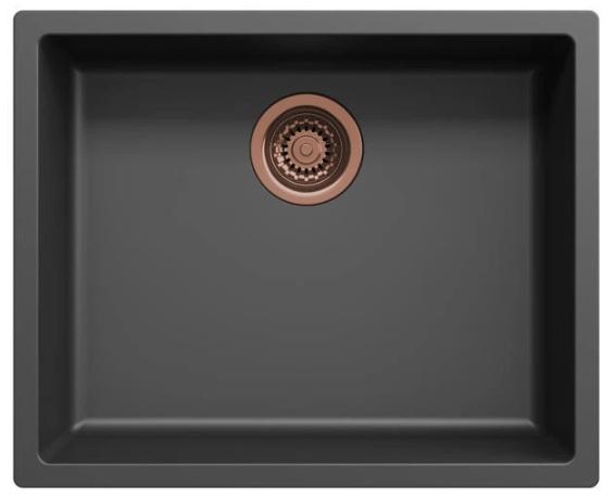 Lavello Ausmann Fibre nero 50x40cm da incasso, sopraelevato e a filo con tappo automatico in rame 1208971858