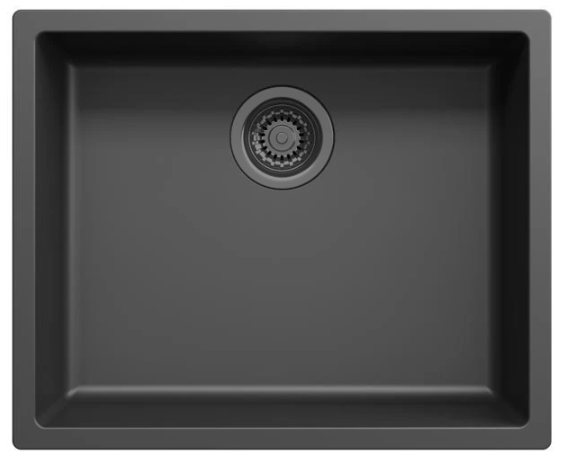 Lavello Ausmann Fibre nero 50x40cm da sottotop, da appoggio e da incasso con tappo automatico in metallo color canna di fucile 1208971860