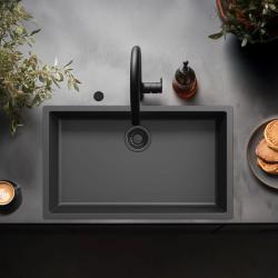 Ausmann Fibra nero grande lavabo sottotop 70x40cm, sopratop e filotop con tappo automatico nero 1208971862