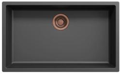 Ausmann Fibre nero grande lavello 70x40cm da incasso, da appoggio e a filo con tappo automatico in rame 1208971863