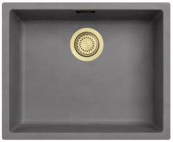 Ausmann Fibre lavabo in calcestruzzo grigio 50x40cm da incasso, da appoggio e da filo con tappo dorato 1208971885