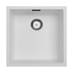 Lavabo bianco Ausmann Fibre 40x40cm da incasso, da appoggio e da installazione a filo con tappo automatico in acciaio inossidabile 1208971891