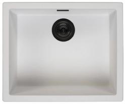 Lavello sottotop, sopratop e filotop Ausmann Fibre bianco 50x40cm con tappo automatico nero 1208971899