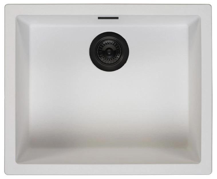 Lavello sottotop, sopratop e filotop Ausmann Fibre bianco 50x40cm con tappo automatico nero 1208971899