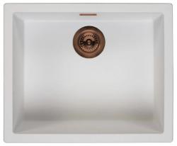 Lavello sottopiano, soprapiano e a filo in fibra Ausmann bianco 50x40cm con tappo automatico in rame 1208971900