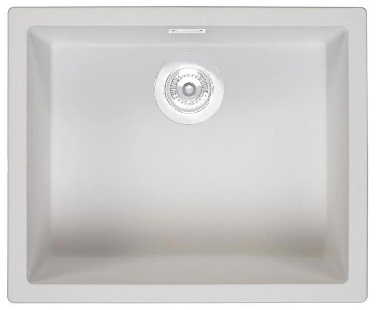 Lavello in fibra Ausmann bianco 50x40cm da incasso, a filo e sopra il piano con tappo automatico bianco 1208971903