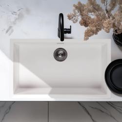 Ausmann Fibra bianco grande lavello 70x40cm da incasso, da appoggio e da montaggio a filo con tappo automatico in acciaio inossidabile 1208971904