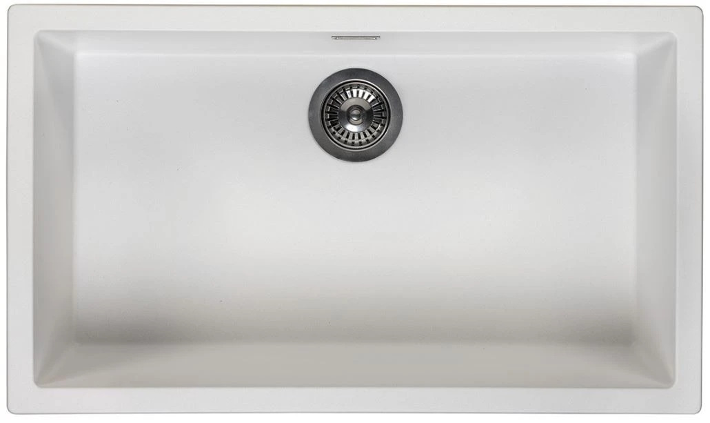 Ausmann Fibra bianco grande lavello 70x40cm da incasso, da appoggio e da montaggio a filo con tappo automatico in acciaio inossidabile 1208971904