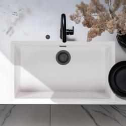 Ausmann Fibre bianco grande lavabo sottotop 70x40cm, sopratop e incasso con tappo automatico nero 1208971905