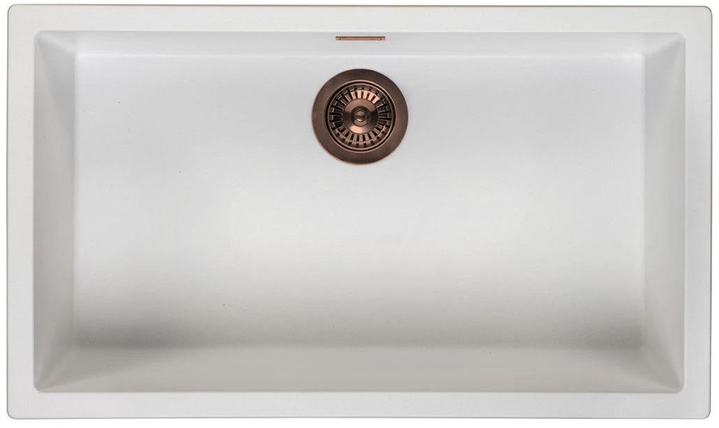 Ausmann Fibre bianco grande lavello 70x40cm da incasso, da appoggio e da filo con tappo automatico in rame 1208971906