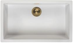 Ausmann Fibra bianca grande lavello 70x40cm incasso, sopraelevato e a filo con tappo automatico dorato 1208971907