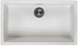 Ausmann Fibre bianco grande lavello 70x40cm da incasso, da montaggio e da superficie con tappo automatico in metallo color canna di fucile 1208971908
