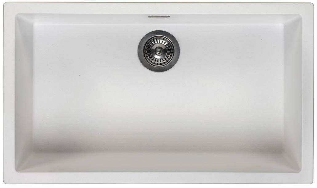 Ausmann Fibre bianco grande lavello 70x40cm da incasso, da montaggio e da superficie con tappo automatico in metallo color canna di fucile 1208971908