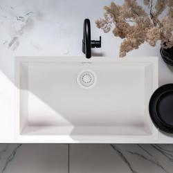 Ausmann Fibre bianco grande lavabo 70x40cm da incasso, da appoggio e da filo con tappo automatico bianco 1208971909