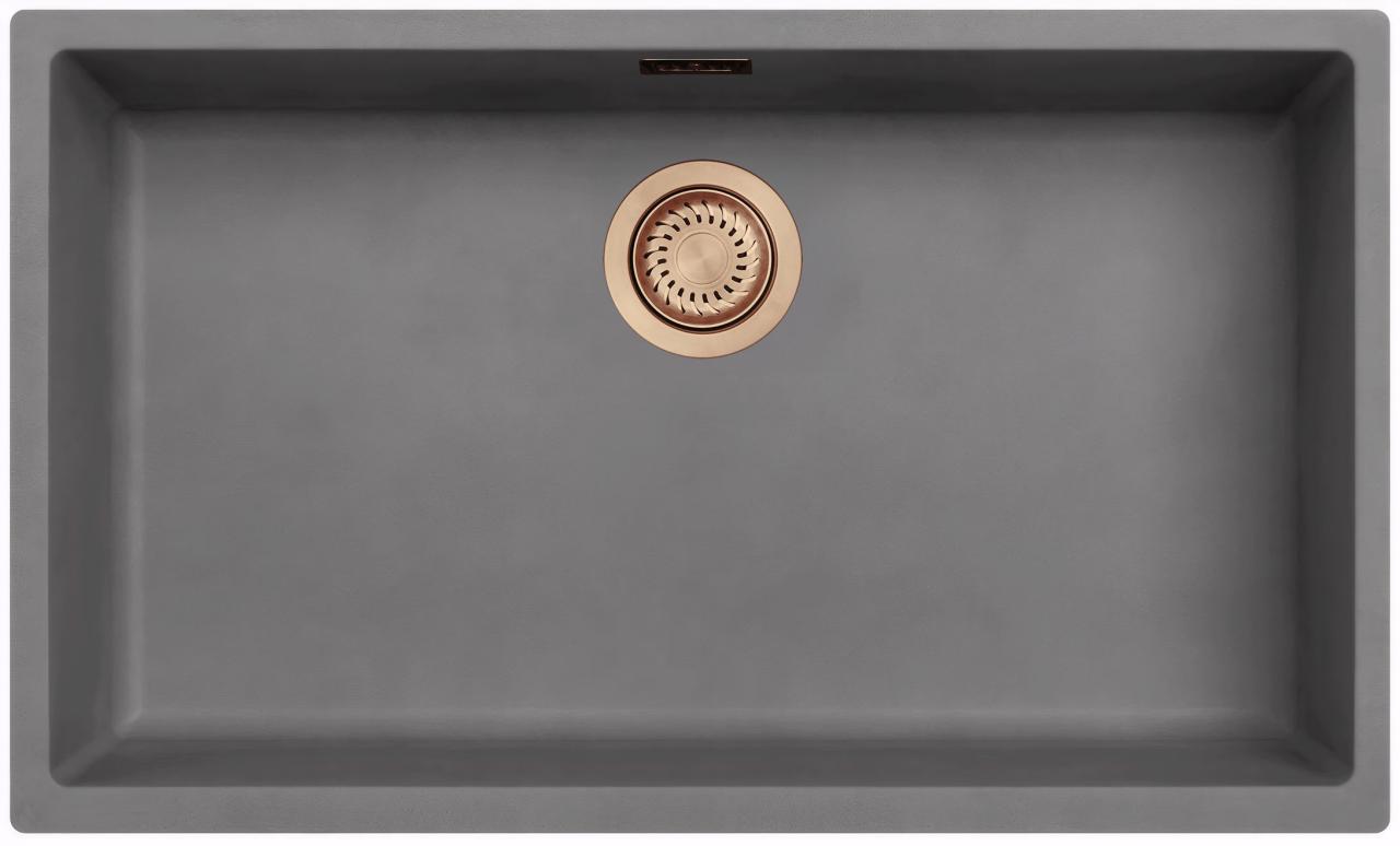 Ausmann Fibre cemento grigio grande lavello 70x40cm sottotop, sopratop e a filo con tappo automatico in rame 1208971922