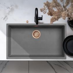 Ausmann Fibre cemento grigio grande lavello 70x40cm sottotop, sopratop e a filo con tappo automatico in rame 1208971922