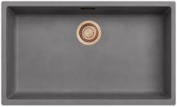 Ausmann Fibre cemento grigio grande lavello 70x40cm sottotop, sopratop e a filo con tappo automatico in rame 1208971922