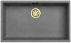 Ausmann Fibre lavabo in cemento grigio grande 70x40cm da incasso, da appoggio e da filo con tappo automatico dorato 1208971923