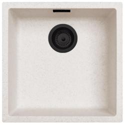 Ausmann Fibre lavabo in sabbia bianca 40x40cm da incasso, da appoggio e da installazione a filo con tappo automatico nero 1208971926