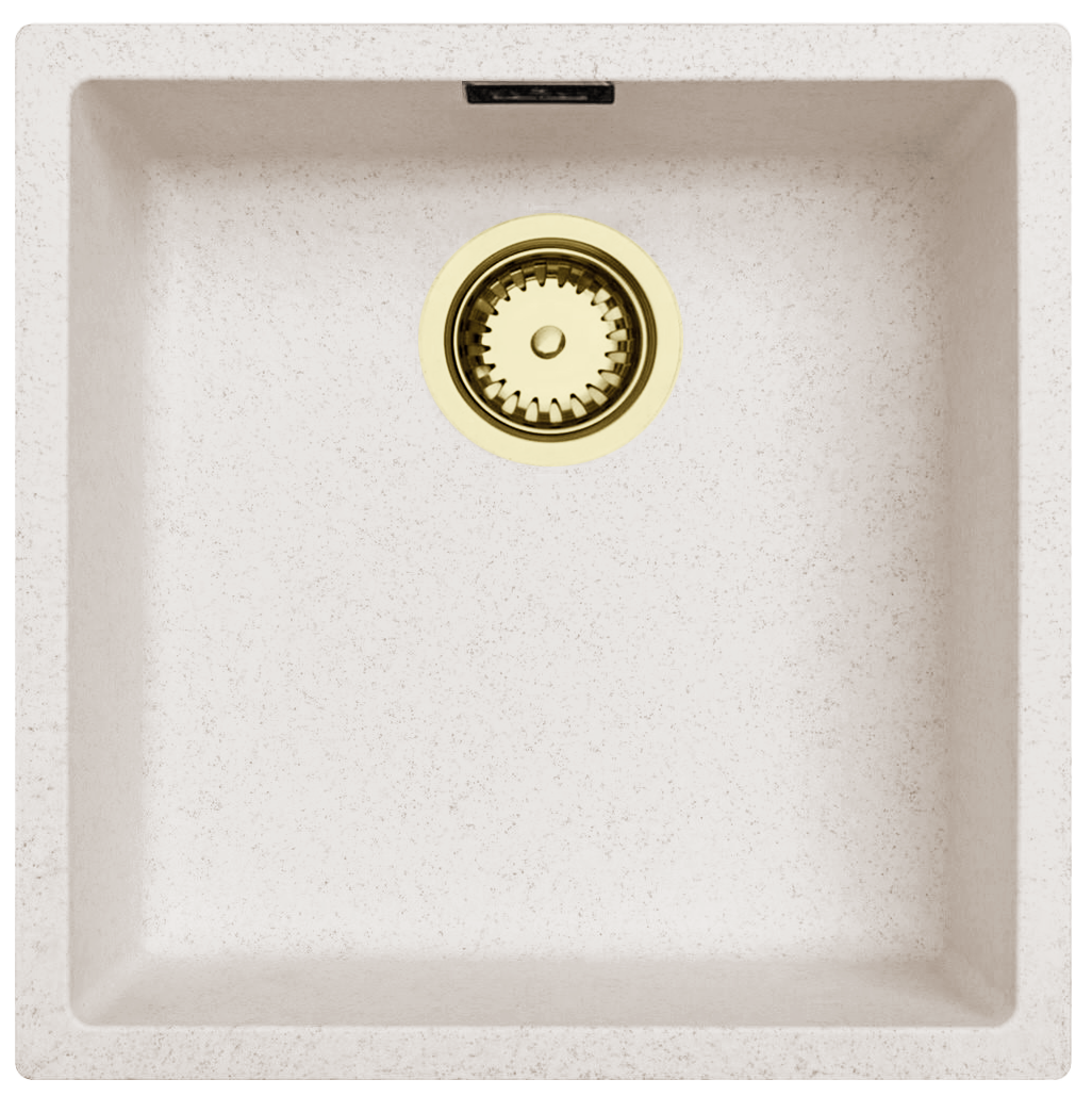 Lavabo Ausmann Fibre in sabbia bianca 40x40cm da incasso, da appoggio e da installare a filo con tappo automatico dorato 1208971928